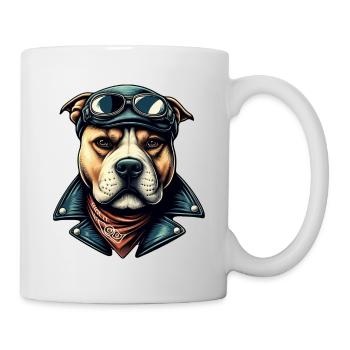 Vintage Pitbull Biker - Tasse - Weiß - Rechts