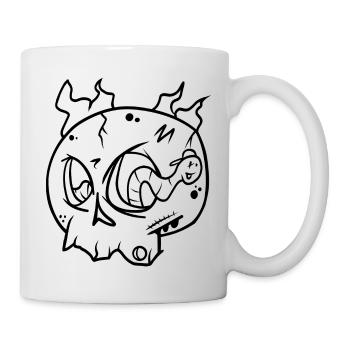 Funny Black and White Pop Art Skull with Worm! - Mug - white - Right