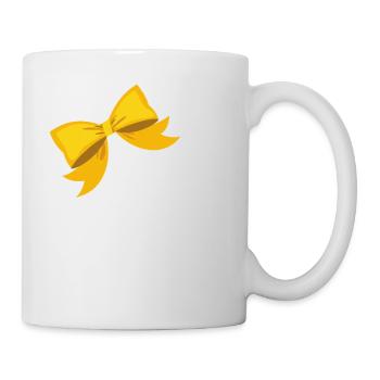 Buchstabe V gelbe Schleife - Tasse - Weiß - Rechts