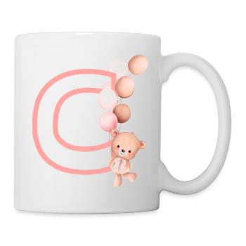Lettre c rose ours - Mug blanc - blanc - Droite