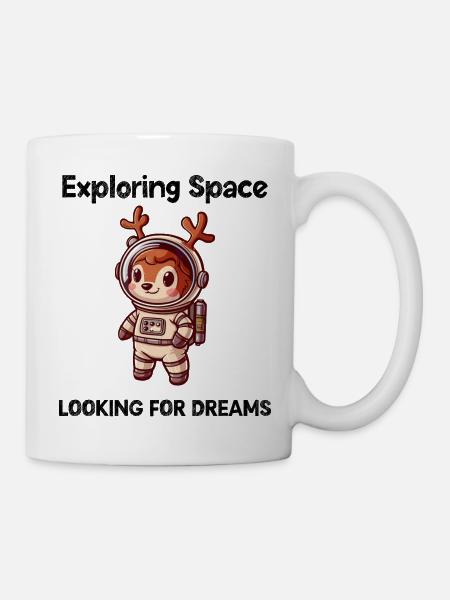 Deer Looking For Dreams Outer Space - Mug - white