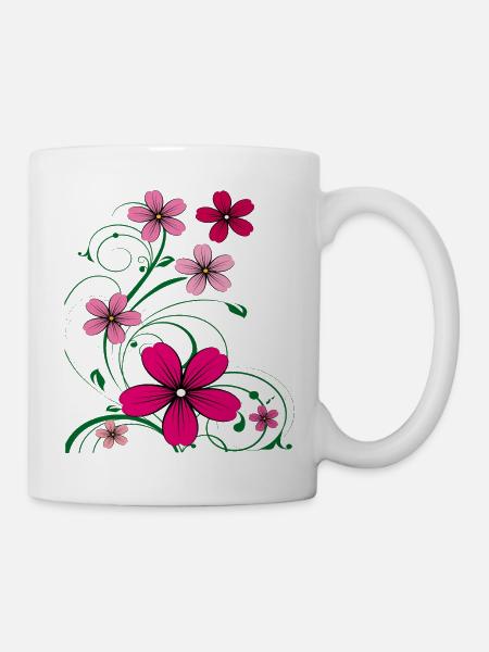Blumenranke - Tasse - Weiß