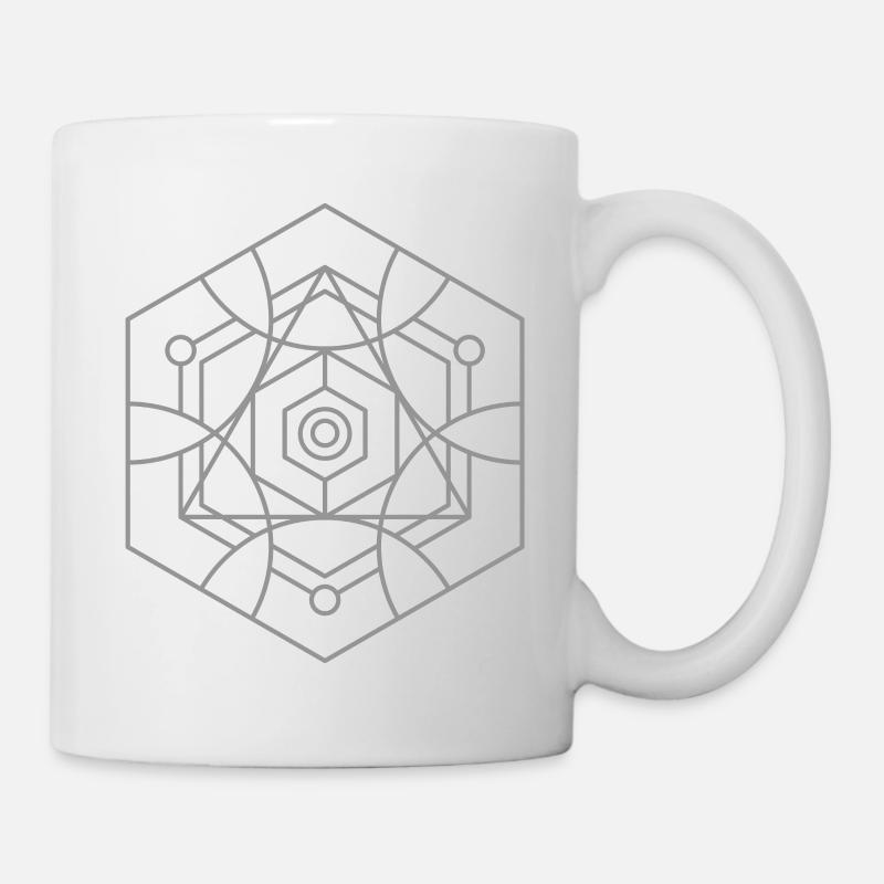 Heilige Geometrie, Mandala, Kosmisches Muster - Tasse - Weiß