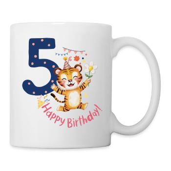 Child Tiger 5 Years 5th Birthday - Mug - white - Right