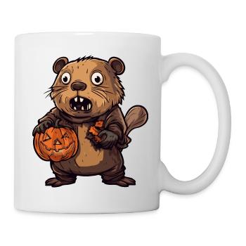 Biber Halloween Comic Lustig - Tasse - Weiß - Rechts