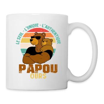 LE SEUL L Unique L AUTHENTIQUE cadeau PAPOU OURS - Mug blanc - blanc - Droite