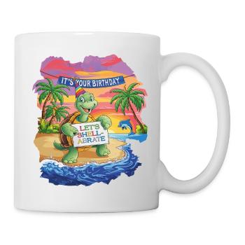 Funny Let's Celebrate Birthday Turtle - Mug - white - Right
