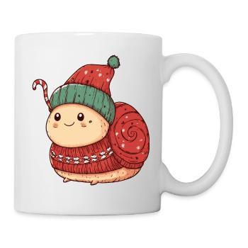 Schnecke Weihnachten Comic - Tasse - Weiß - Rechts