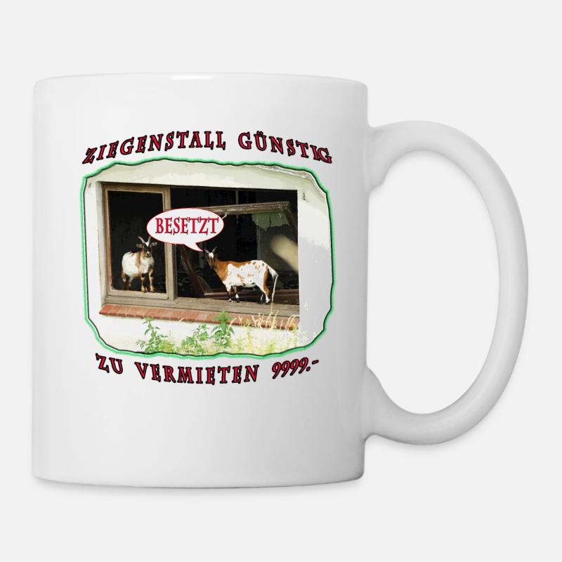 Wohnung Ziegenstall Satire schöner wohnen Satire - Tasse - Weiß