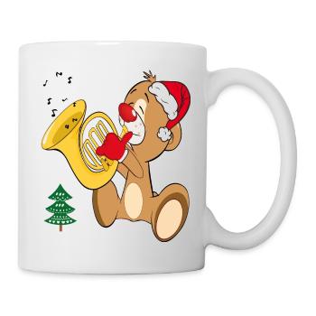 Nounours avec trompette, Noël - Mug blanc - blanc - Droite