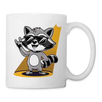 Retro Raccoon Rock Music - Tasse - Weiß - Rechts