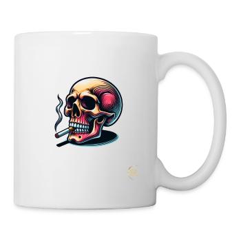 Skull Smoke Funny Totenschädel Lustig Zigarette - Tasse - Weiß - Rechts