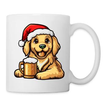 Golden Retriever Hund Bier Xmas Weihnachten - Tasse - Weiß - Rechts