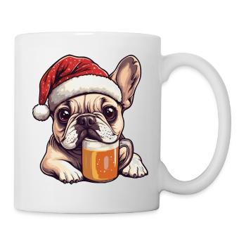 Französische Buldogge Hund Bier Xmas Weihnachten - Tasse - Weiß - Rechts
