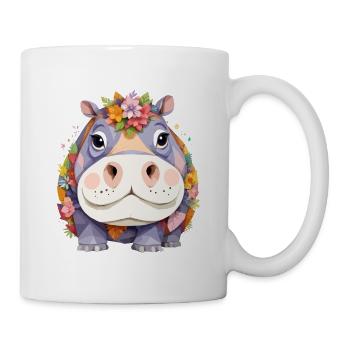 Nilpferd Verspielt Entzückend Spaß Tier Bunt - Tasse - Weiß - Rechts