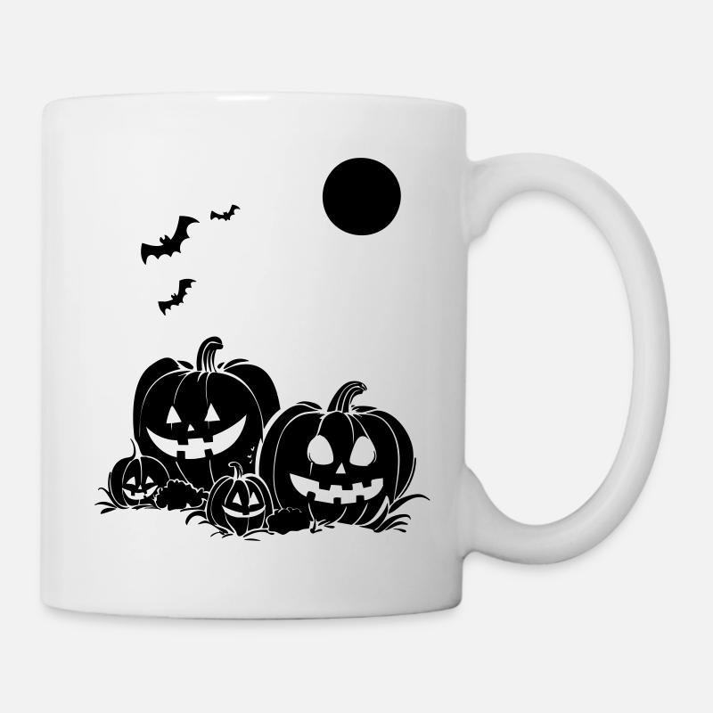 Halloween illustration pumpkins and bats - Mug - white