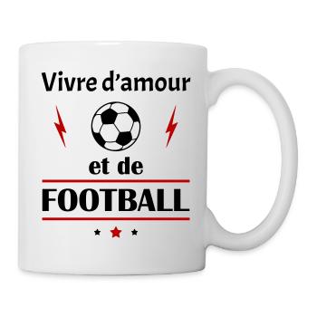 Vivre d'amour et de football, fête des pères, noël - Mug blanc - blanc - Droite