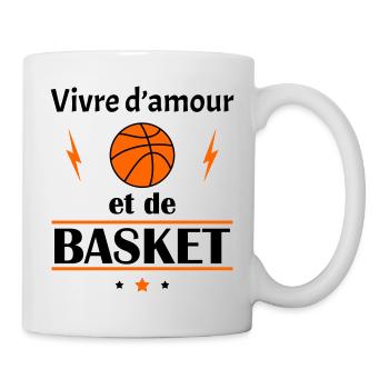 Vivre d'amour et de basket, fête des pères, noël - Mug blanc - blanc - Droite