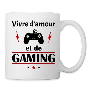 Vivre d'amour et de gaming, fête des pères, noël - Mug blanc - blanc - Droite