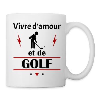 Vivre d'amour et de golf, fête des pères, noël - Mug blanc - blanc - Droite