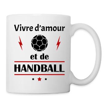 Vivre d'amour et de handball, fête des pères, noël - Mug blanc - blanc - Droite
