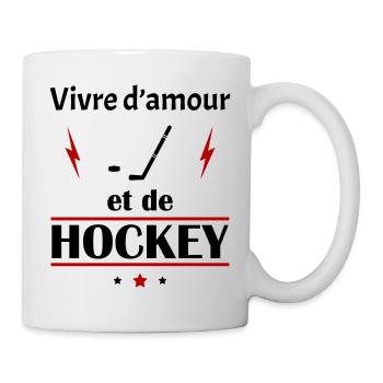 Vivre d'amour et de hockey, fête des pères, noël - Mug blanc - blanc - Droite