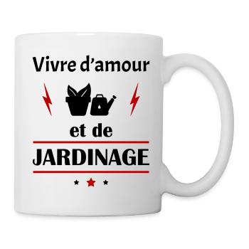 Vivre d'amour et de jardinage, fête des pères,noël - Mug blanc - blanc - Droite