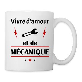 Vivre d'amour et de mécanique,fête des pères, noël - Mug blanc - blanc - Droite
