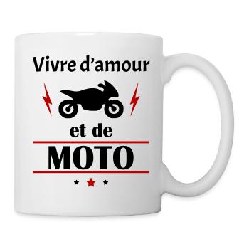 Vivre d'amour et de moto, fête des mères, noël - Mug blanc - blanc - Droite