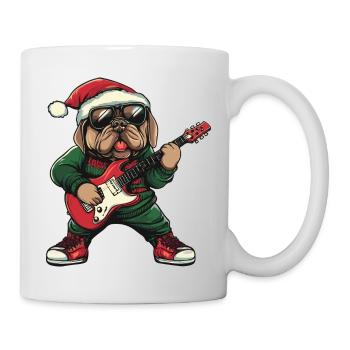 Mastiff Hund Weihnachten Rocker Gitarre - Tasse - Weiß - Rechts