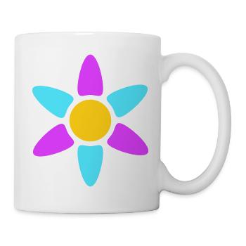 Kleine Margerite Blume Dekorativ Gelb Lila Design - Tasse - Weiß - Rechts