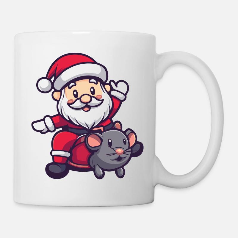 Maus Weihnachtsmann - Tasse - Weiß