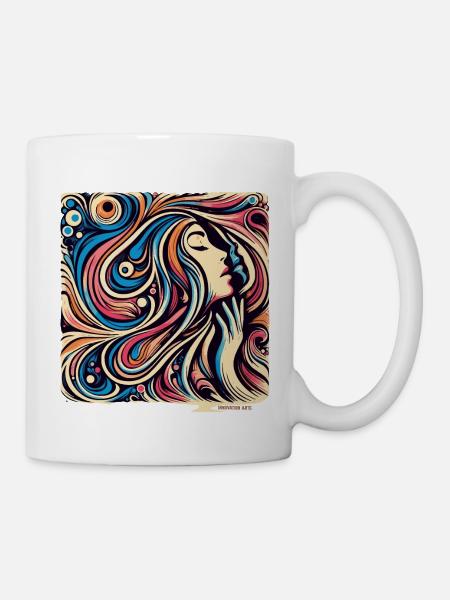 Abstract Woman – Flood of Colors and Flowing Lines - Mug - white