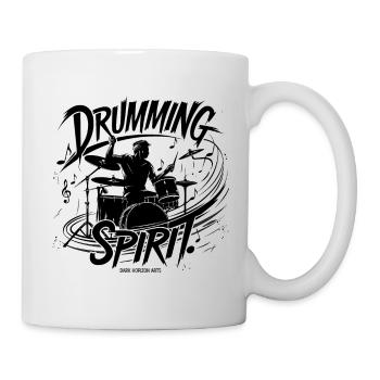 Drumming Spirit - Dynamic Blackwork Art - Tasse - Weiß - Rechts