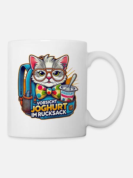 Vorsicht Joghurt im Rucksack - Tasse - Weiß