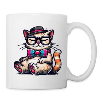 stilvolle Katze - Tasse - Weiß - Rechts