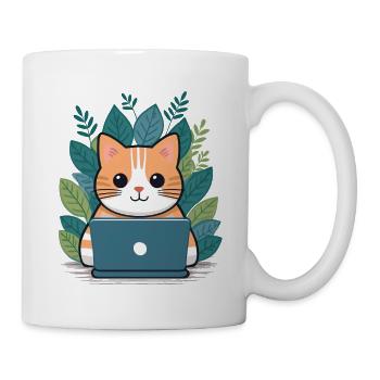 Eine Katze am Laptop im Homeoffice - Tasse - Weiß - Rechts