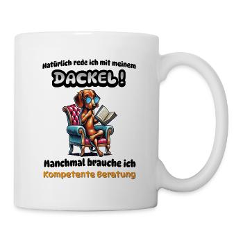Dackel Beratung T-Shirt Desing - Tasse - Weiß - Rechts