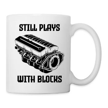 Spielt immer noch mit Blocks Car Mechanic Racing Garage - Tasse - Weiß - Rechts