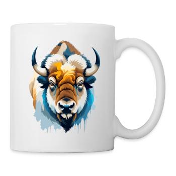 Bison Vektor Kunst mit lebendiger Farbillustration - Tasse - Weiß - Rechts