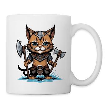 Cat Wikinger Viking Katze Geschenk Süß - Tasse - Weiß - Rechts