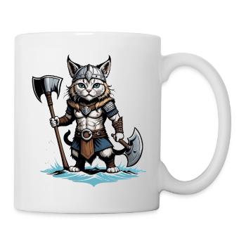 Cat Wikinger Viking Katze Geschenk Süß - Tasse - Weiß - Rechts