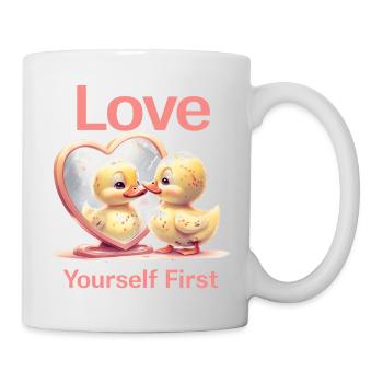 Cartoon Duck Admiring Reflection In Heart mirror - Mug - white - Right