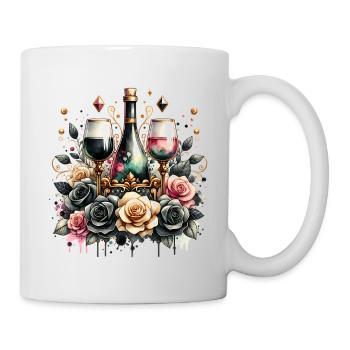Blumen Wein Rose Rotwein Weißwein Kunst - Tasse - Weiß - Rechts