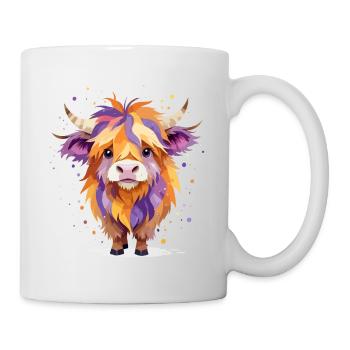 Hochland Kuh Verspielt Entzückend Spaß Tier Bunt - Tasse - Weiß - Rechts