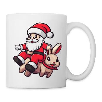 Hase Weihnachtsmann Cartoon - Tasse - Weiß - Rechts