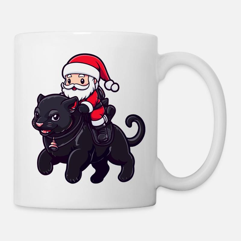 Panthère Père Noël dessin animé - Mug blanc - blanc