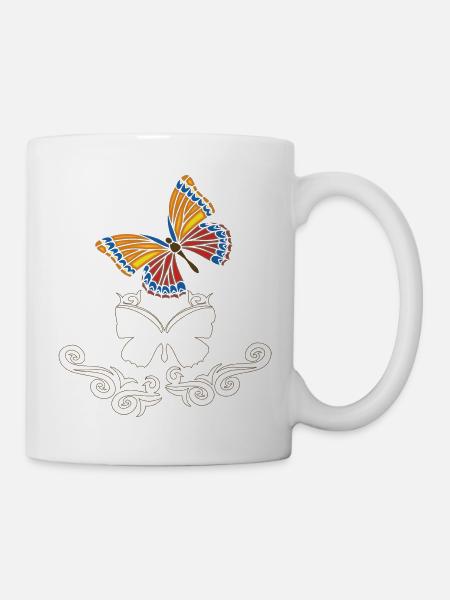 Schmetterling Frühling - Tasse - Weiß
