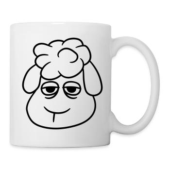 Schaf Müde Gelangweilt Leerer Blick Kopf Gesicht - Tasse - Weiß - Rechts