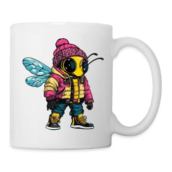 Biene Lustig Winter - Tasse - Weiß - Rechts